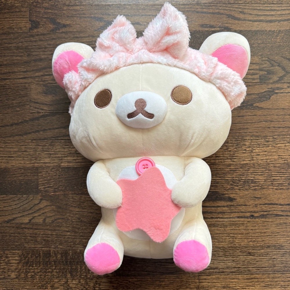 San-X Korilakkuma Bedtime Plush Holding Pink Star 16” | NWT